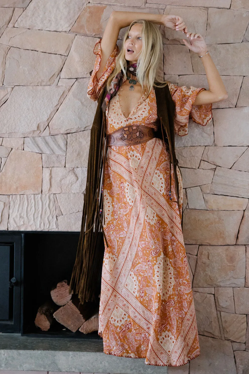 Alabama Getaway Maxi Caftan Dress - Burnt Orange