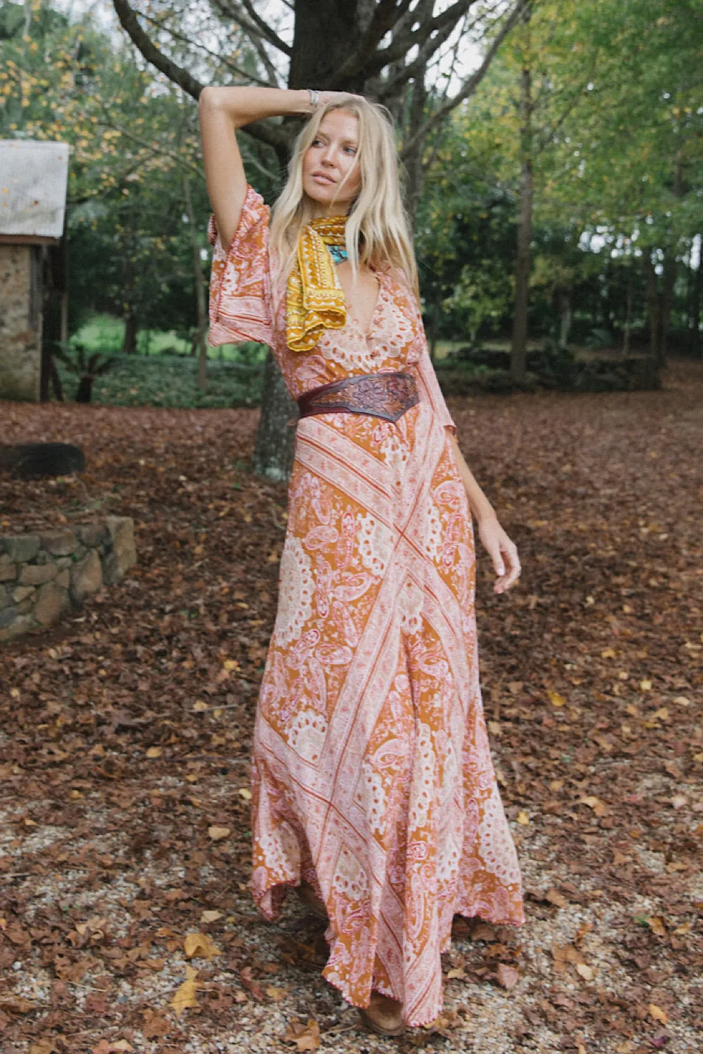 Alabama Getaway Maxi Caftan Dress - Burnt Orange