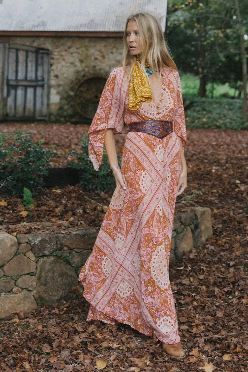 Alabama Getaway Maxi Caftan Dress - Burnt Orange