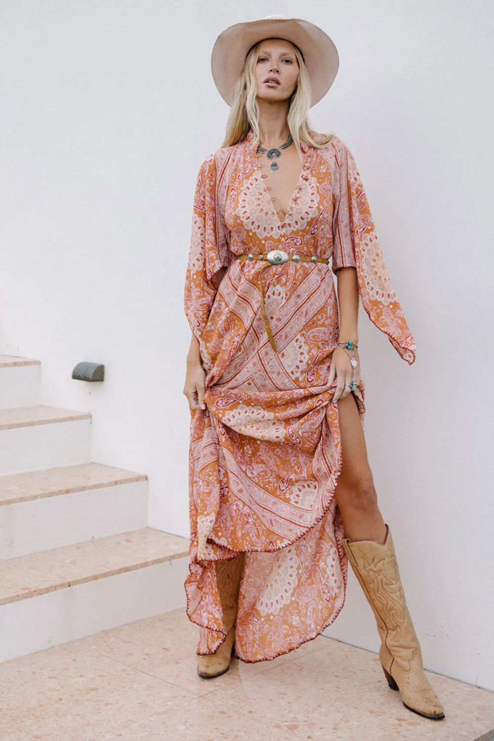 Alabama Getaway Maxi Caftan Dress - Burnt Orange