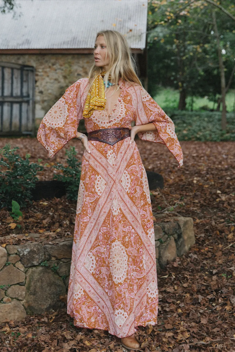 Alabama Getaway Maxi Caftan Dress - Burnt Orange