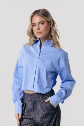 Aliya Striped Boxy Blouse | Blue