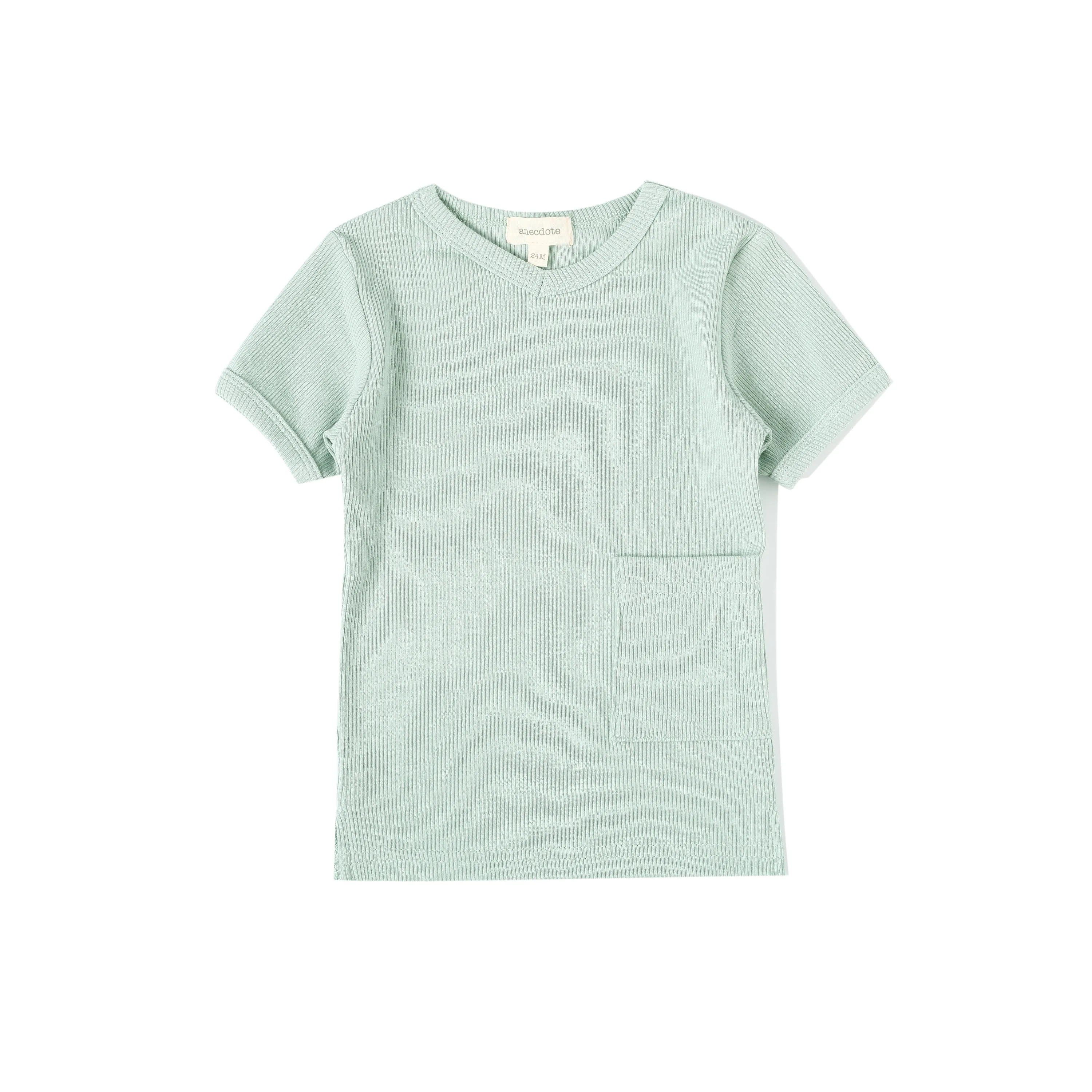 Anecdote Sage Ribbed V Neck Tee (RR2449)