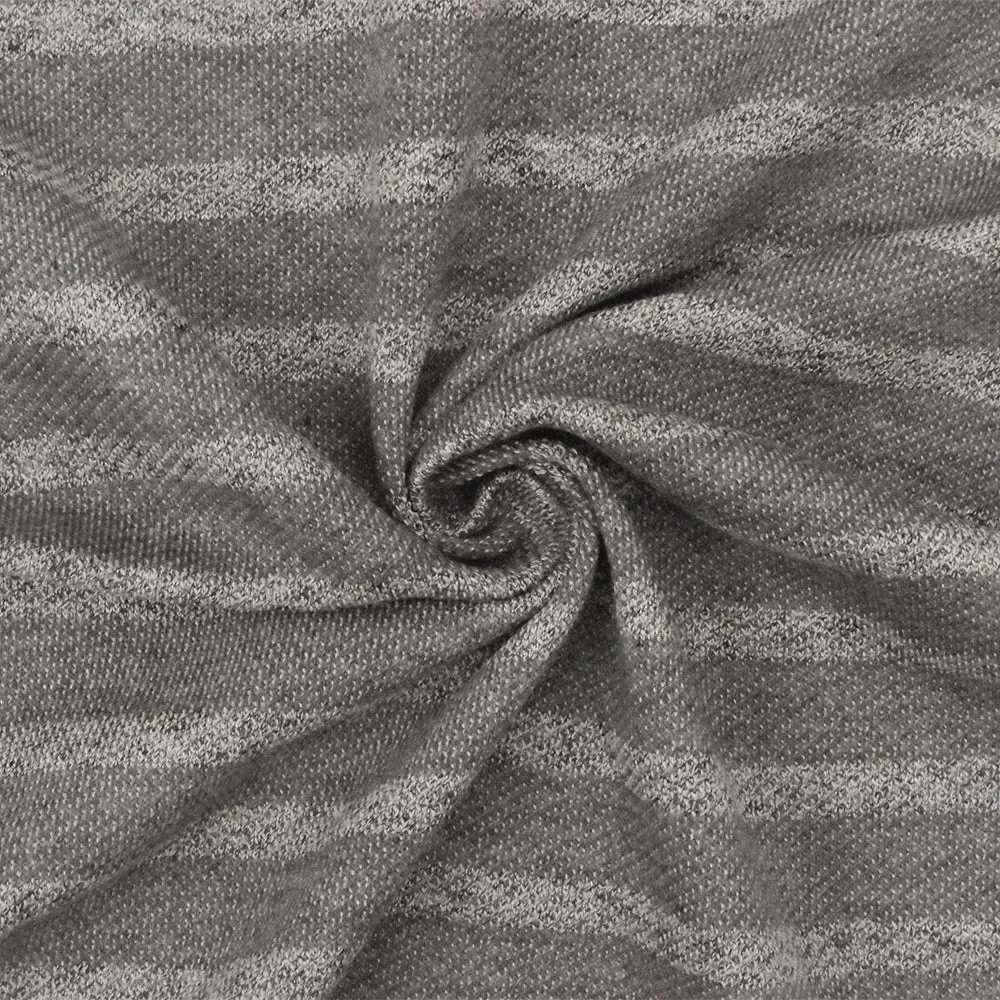 Ash Gray-Gray-Multi Stripe Baby French Terry Knit Fabric