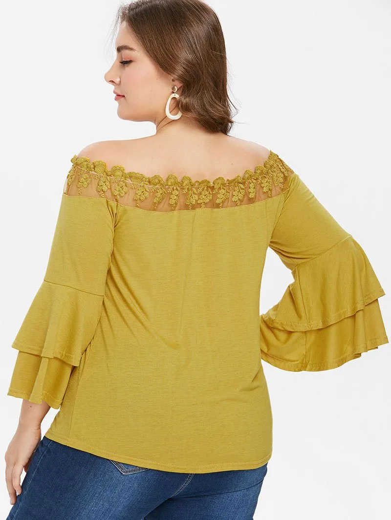 Bell Flare Sleeve Ruffle Blouse