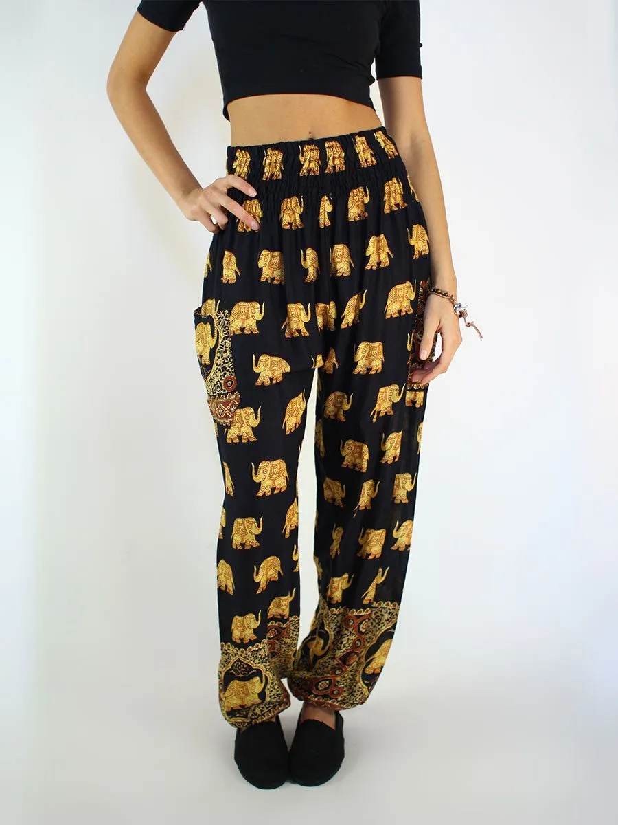 Black & Gold Elephant Pants