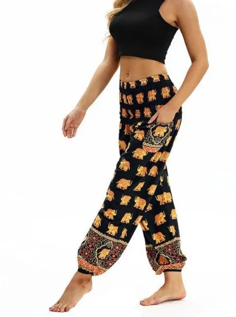 Black & Gold Elephant Pants