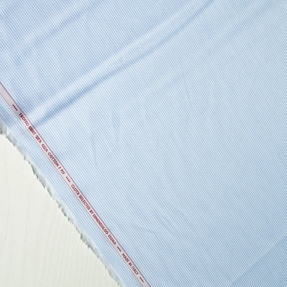 Blue Double Striped Superfine Shirting Cotton