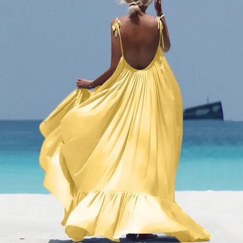 Bohemian Long Open Back Sling Beach Maxi Dress