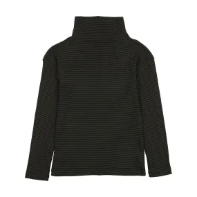 Bopop Olive Striped Mock Neck