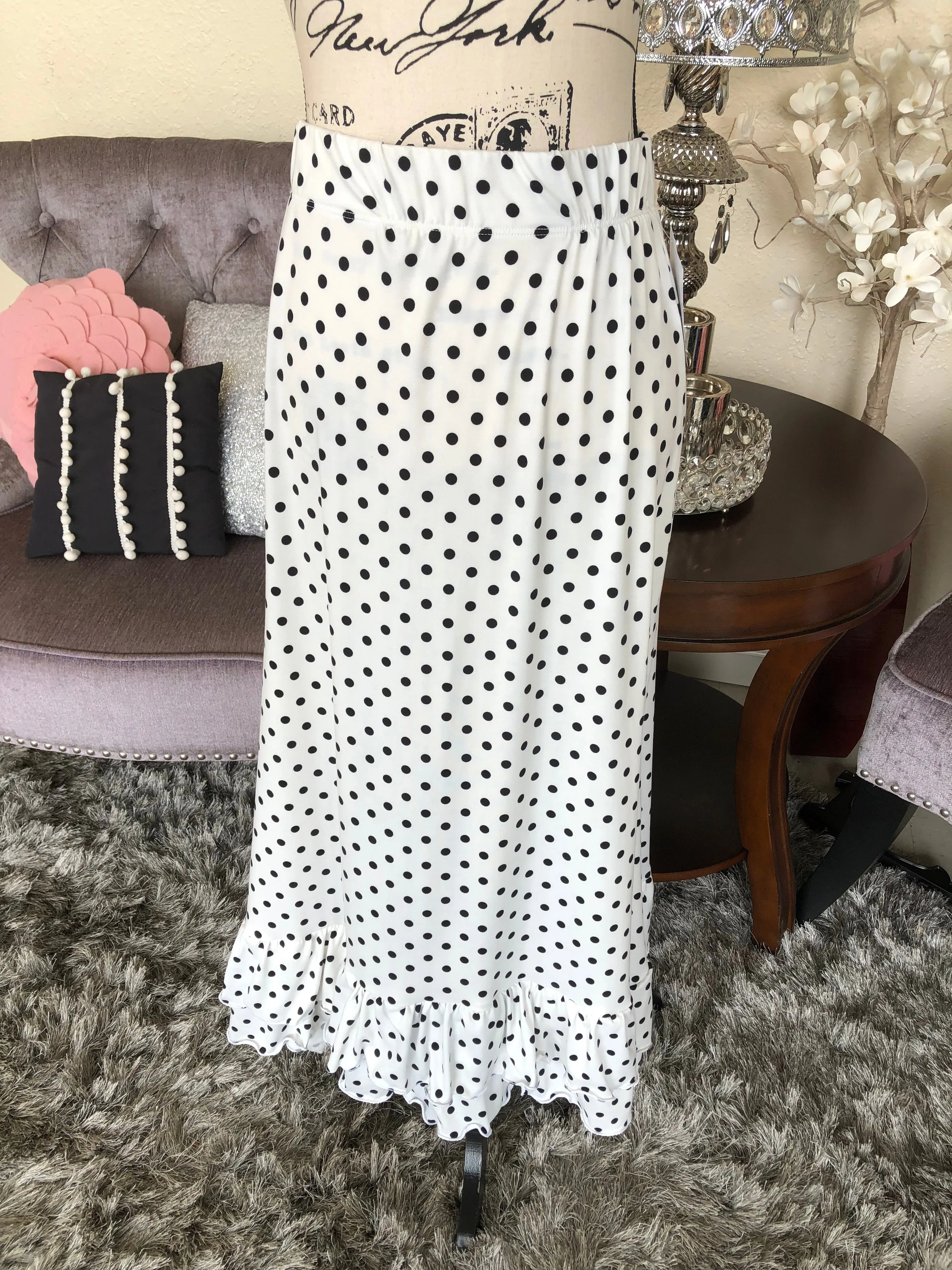 Brooke White with Black Polka Dots Tunic/Top