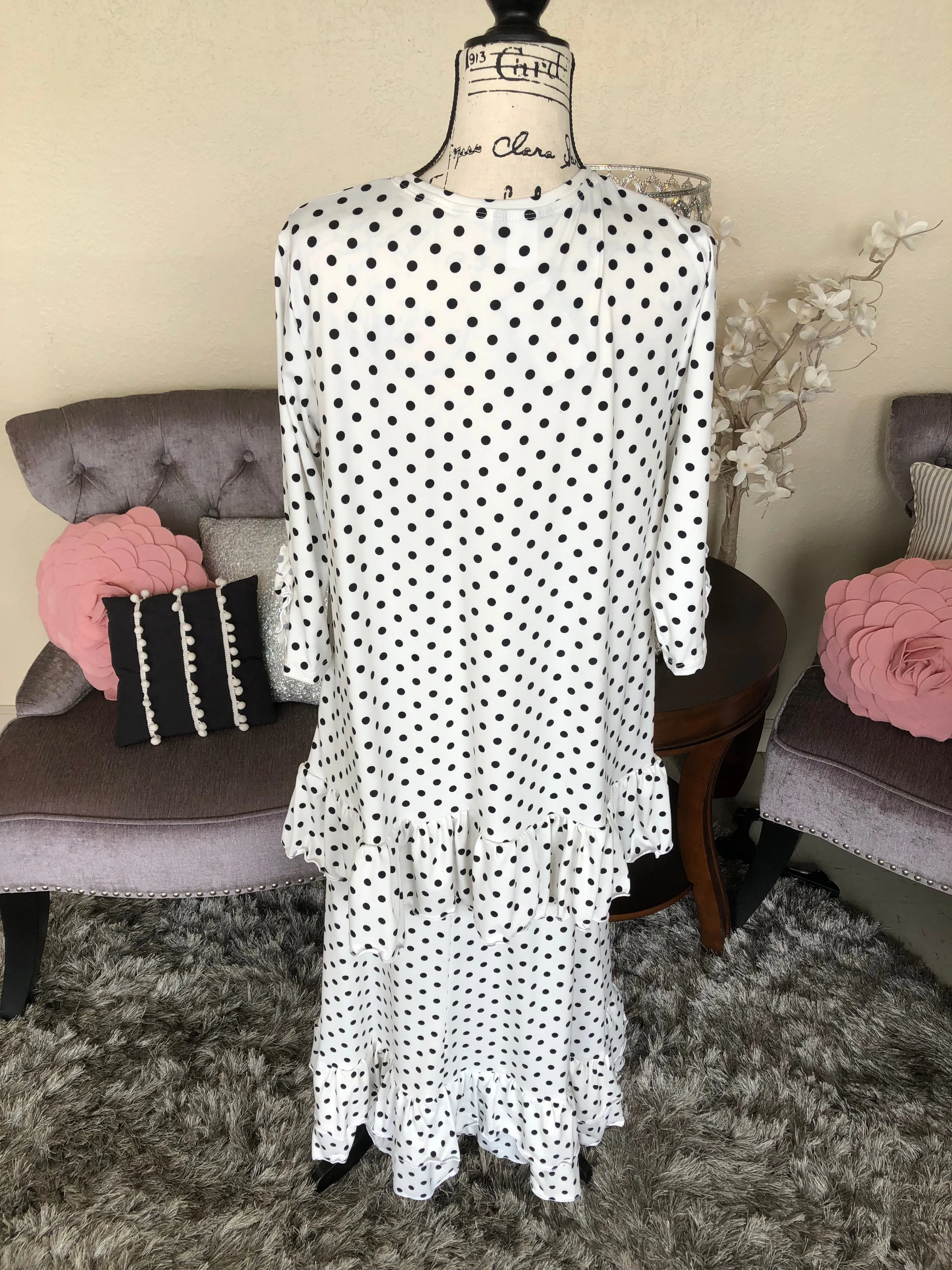 Brooke White with Black Polka Dots Tunic/Top