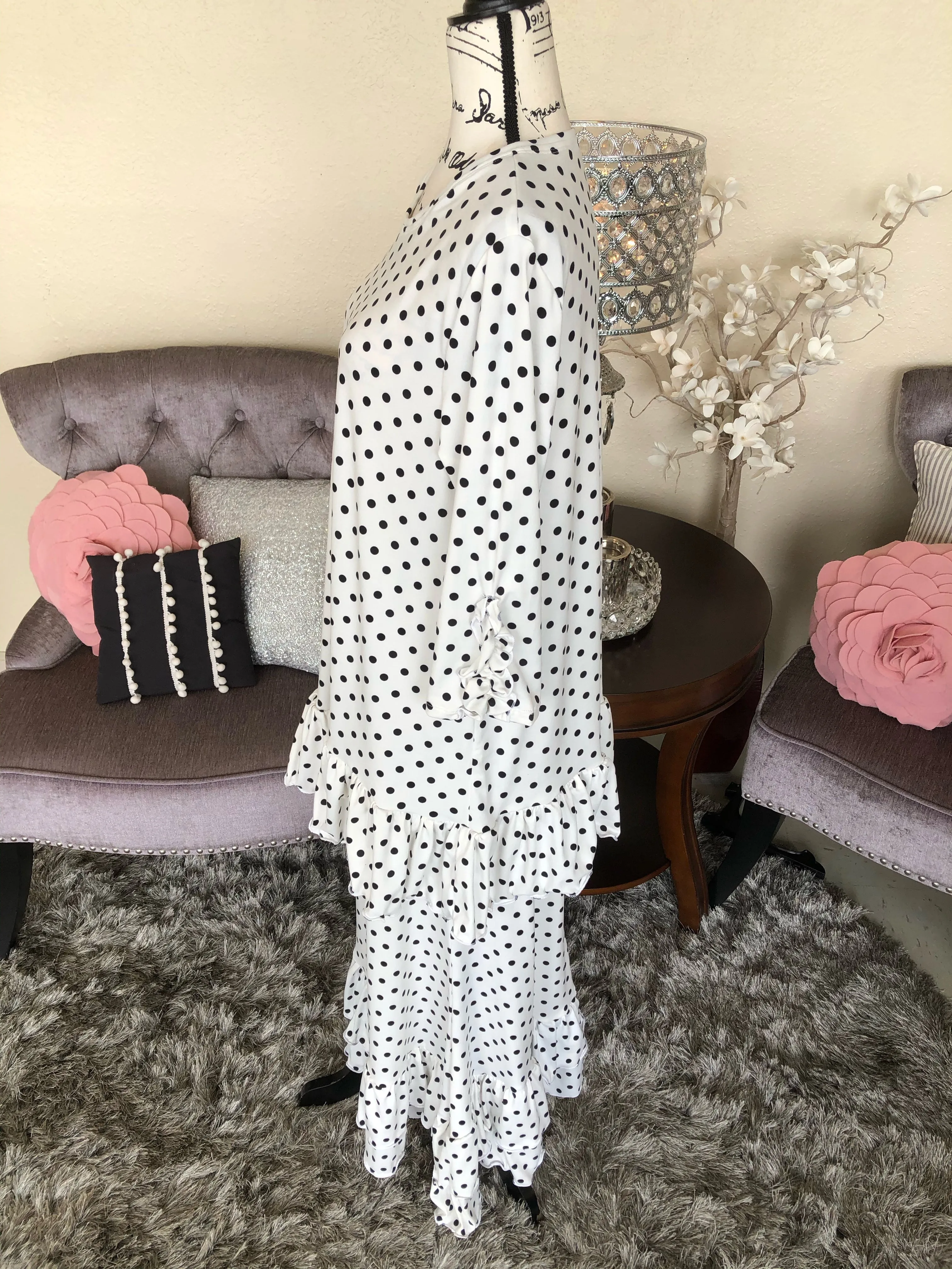 Brooke White with Black Polka Dots Tunic/Top