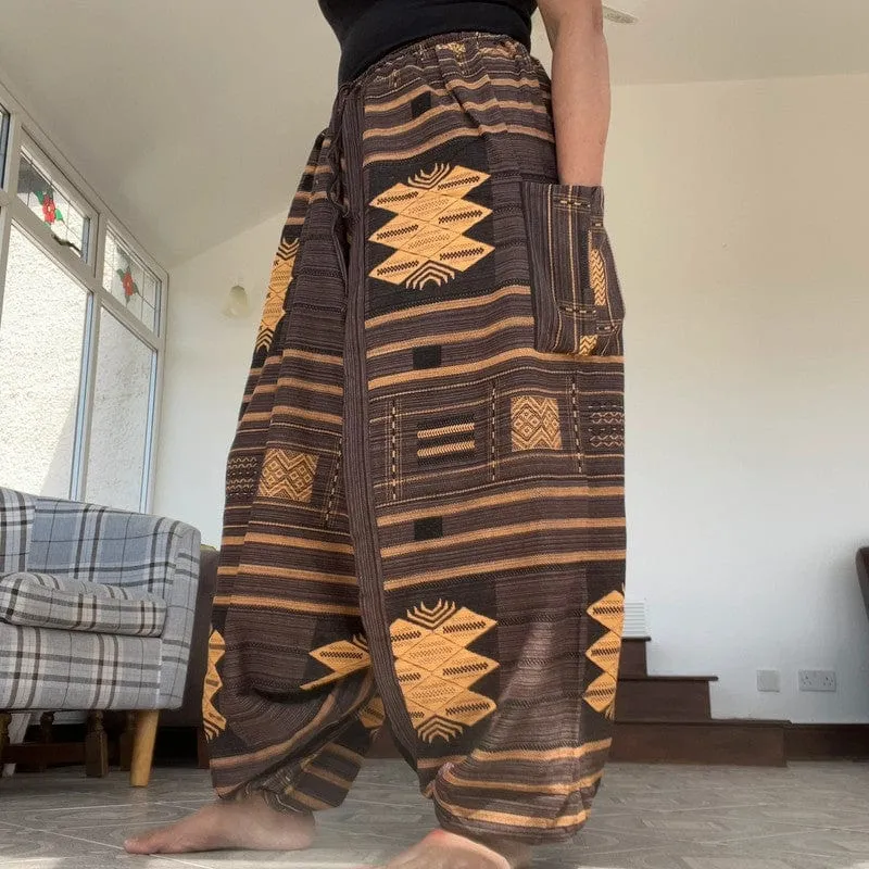 Brown Handmade Thailand Harem Pants Genie Gypsy Aladdin Hippie Cotton Trousers