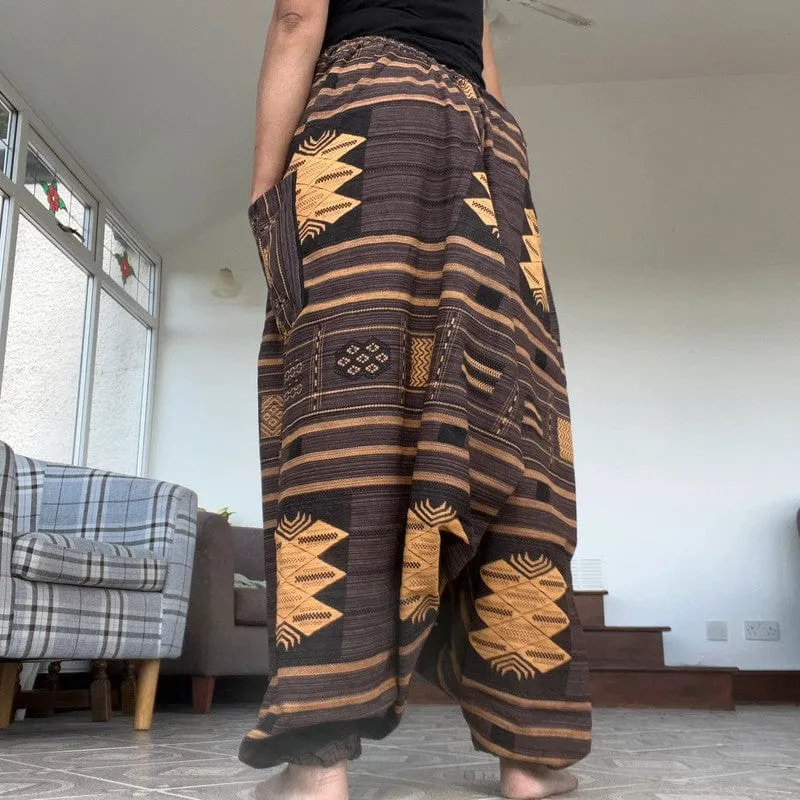 Brown Handmade Thailand Harem Pants Genie Gypsy Aladdin Hippie Cotton Trousers