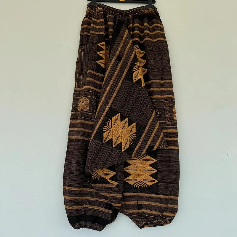 Brown Handmade Thailand Harem Pants Genie Gypsy Aladdin Hippie Cotton Trousers