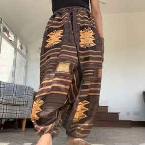 Brown Handmade Thailand Harem Pants Genie Gypsy Aladdin Hippie Cotton Trousers