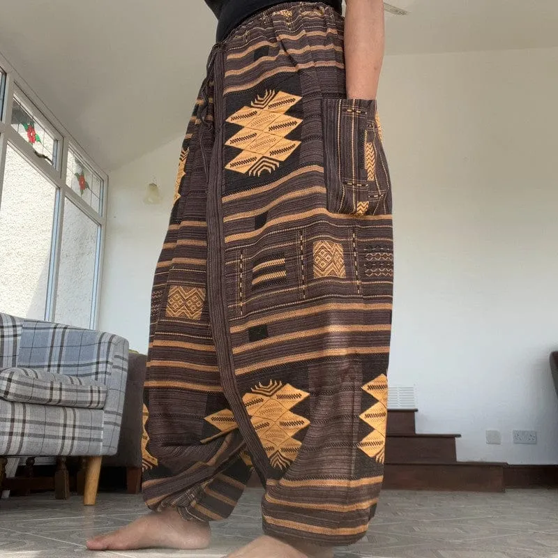 Brown Handmade Thailand Harem Pants Genie Gypsy Aladdin Hippie Cotton Trousers