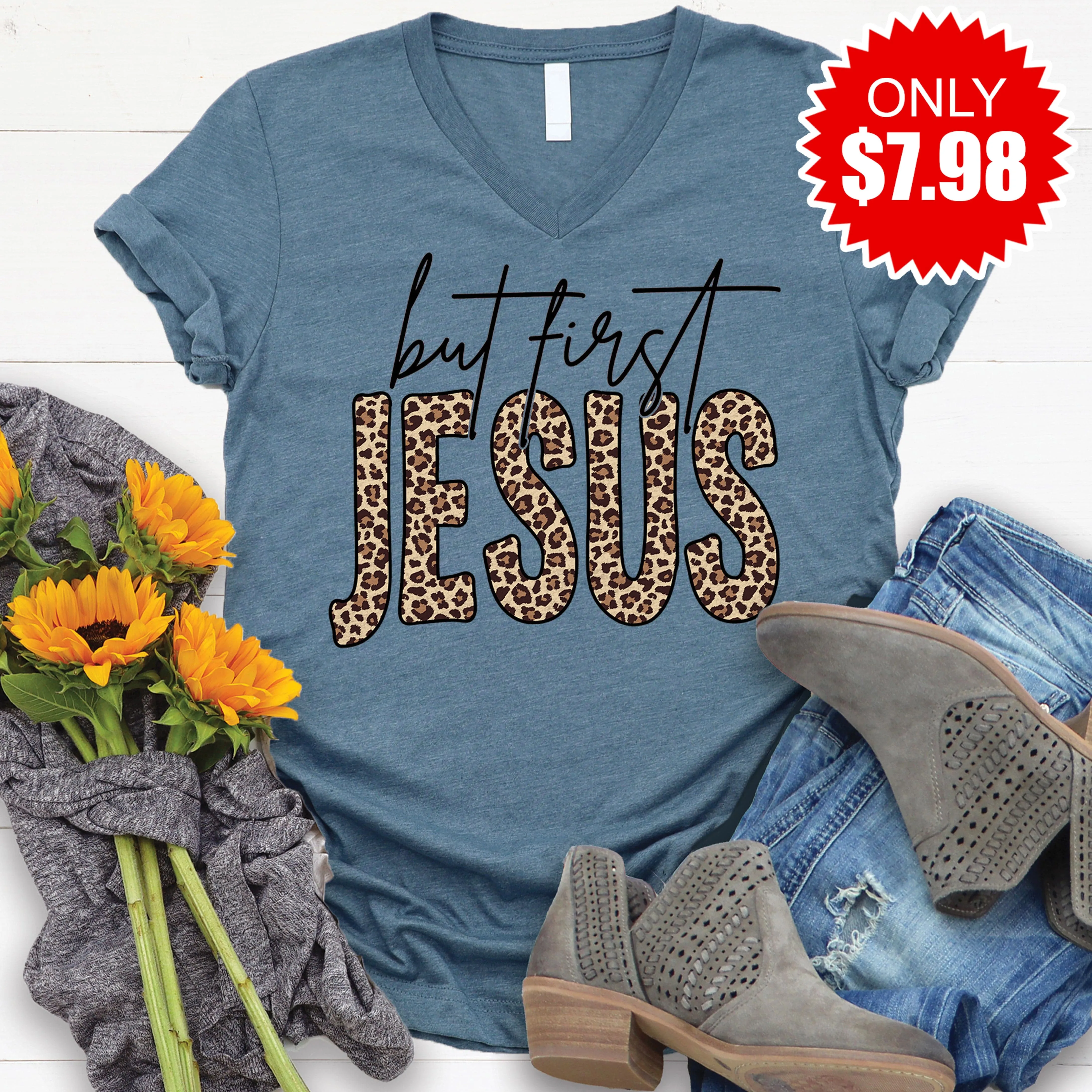 But First Jesus V-Neck -7