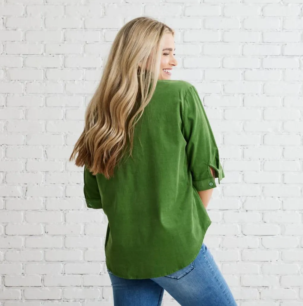 Caryn Lawn Maya Corduroy Top Moss