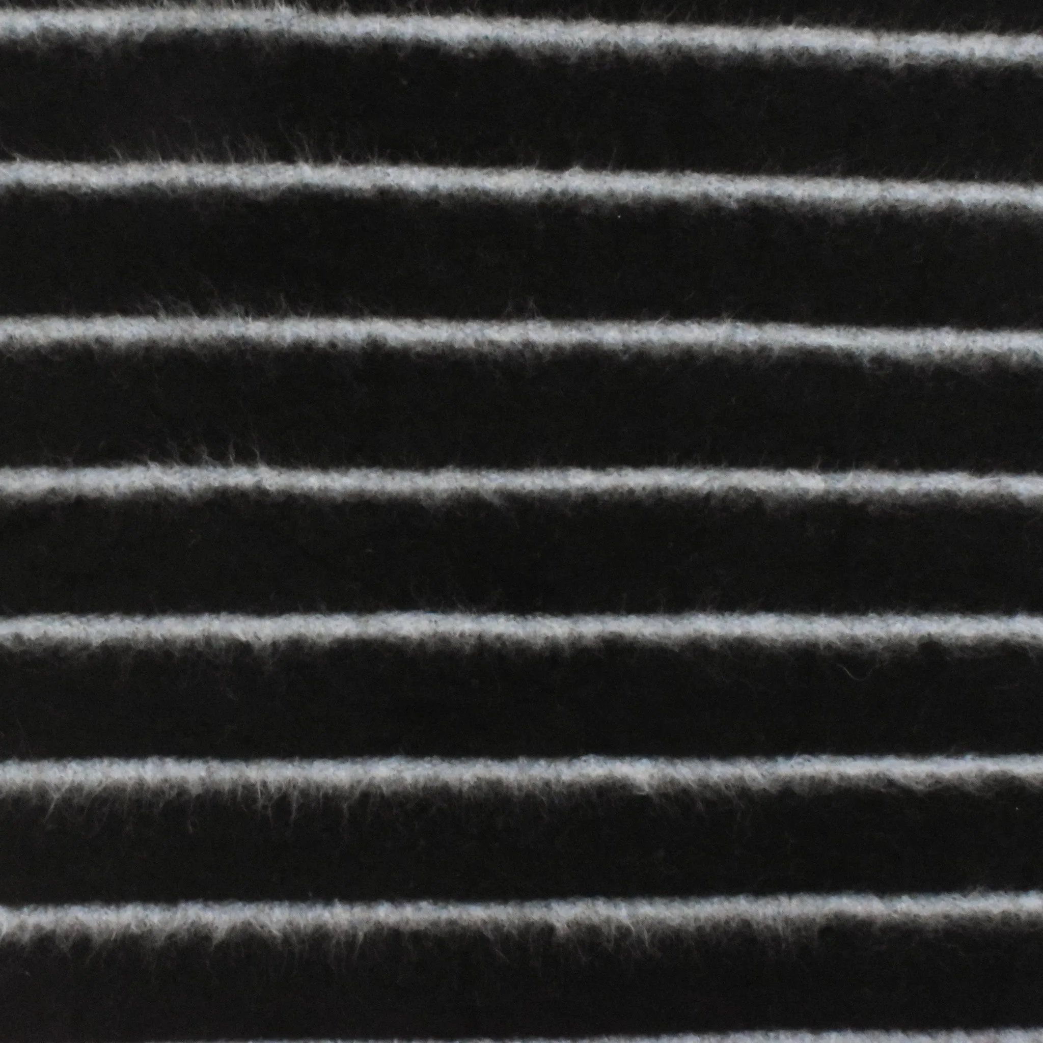 Cat Black-White Stripe Stretch Cotton Brushed Fleece Knit Fabric