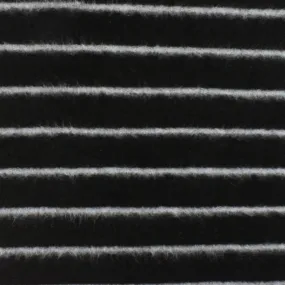 Cat Black-White Stripe Stretch Cotton Brushed Fleece Knit Fabric