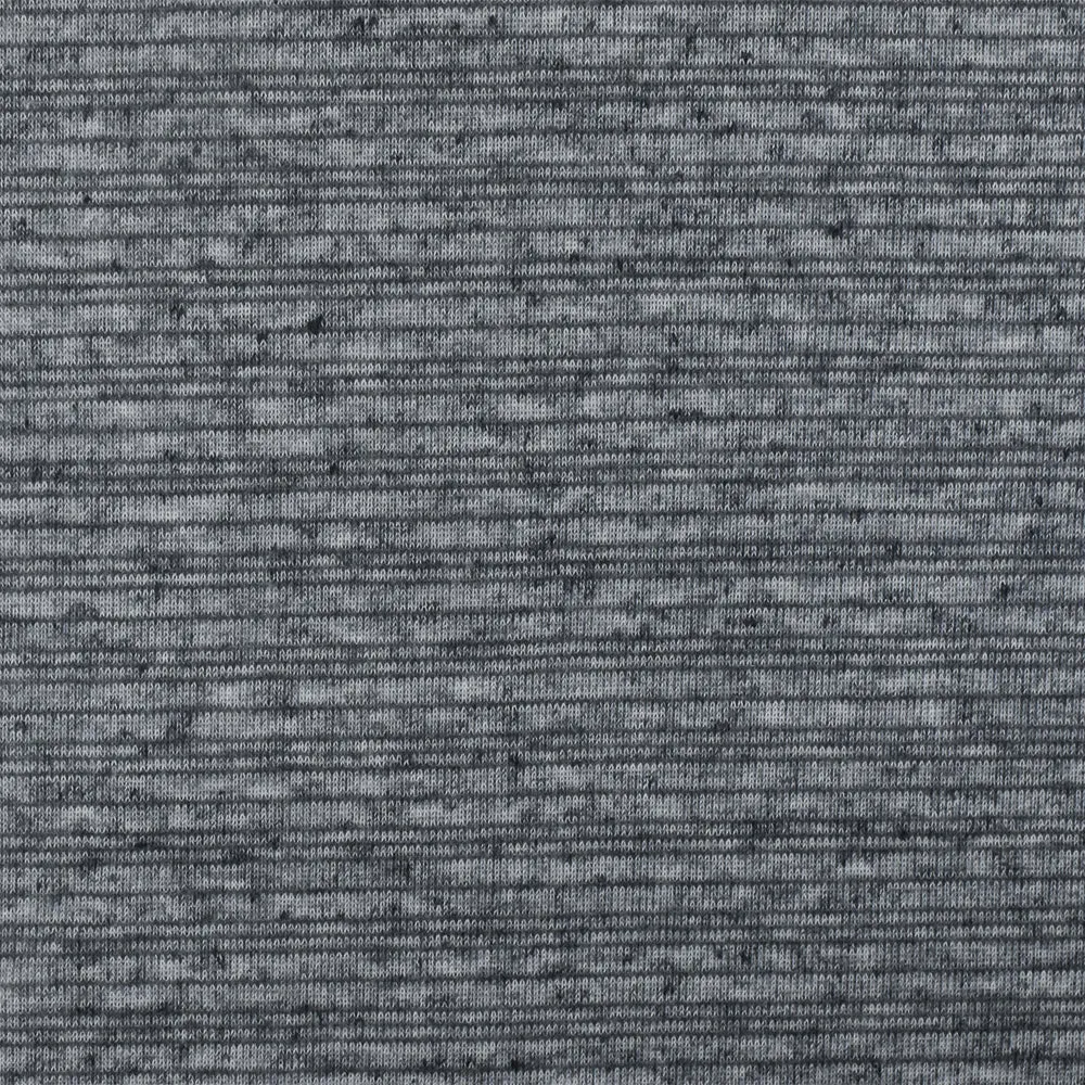 Cold Gray-White-Black Texture Slub Striped Stretch Jersey Knit Fabric