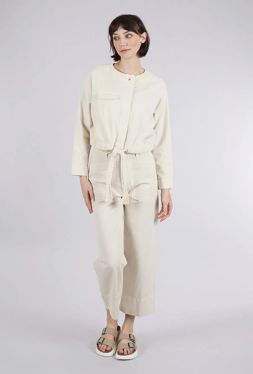 Cotton Canvas Drawstring-Waist Jacket, Oyster