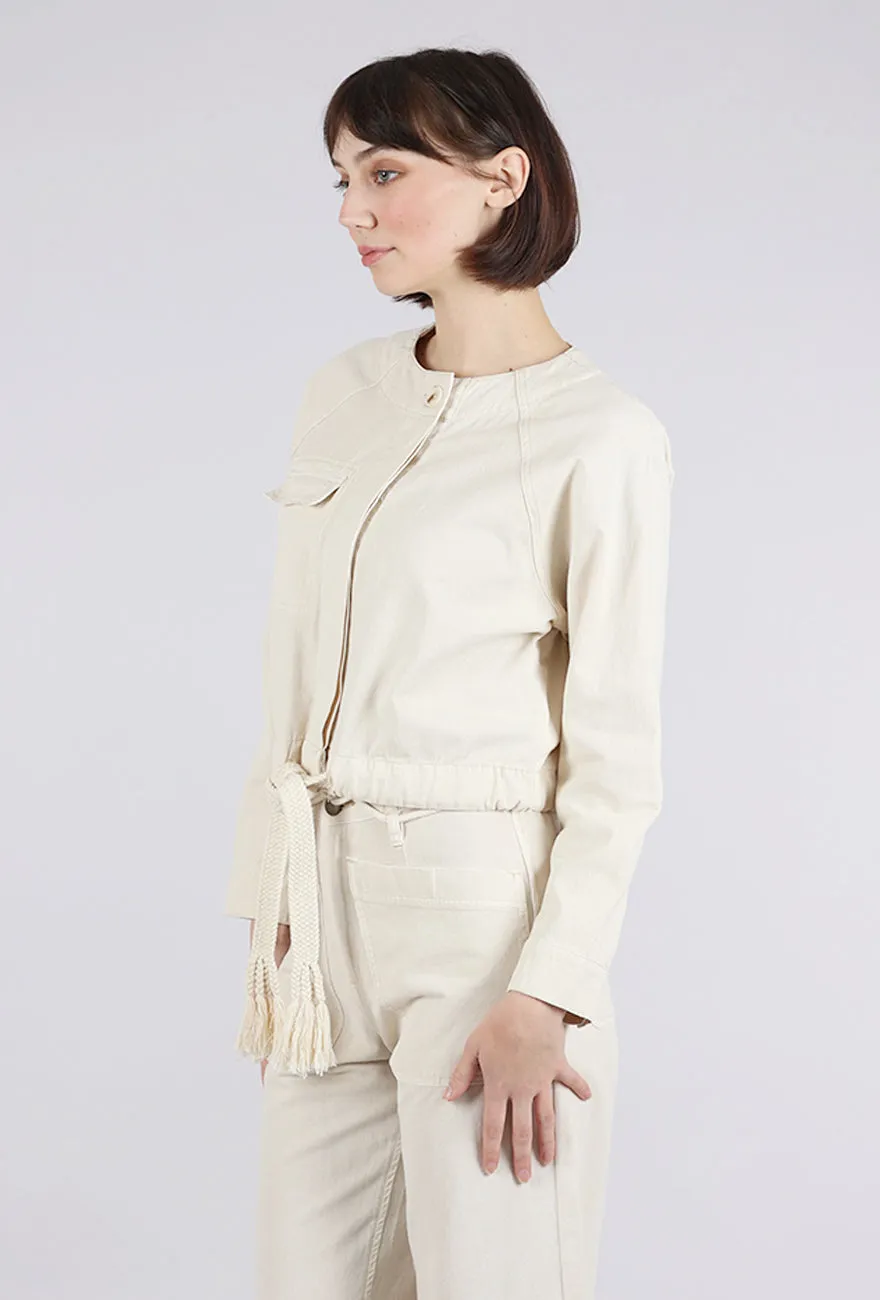 Cotton Canvas Drawstring-Waist Jacket, Oyster