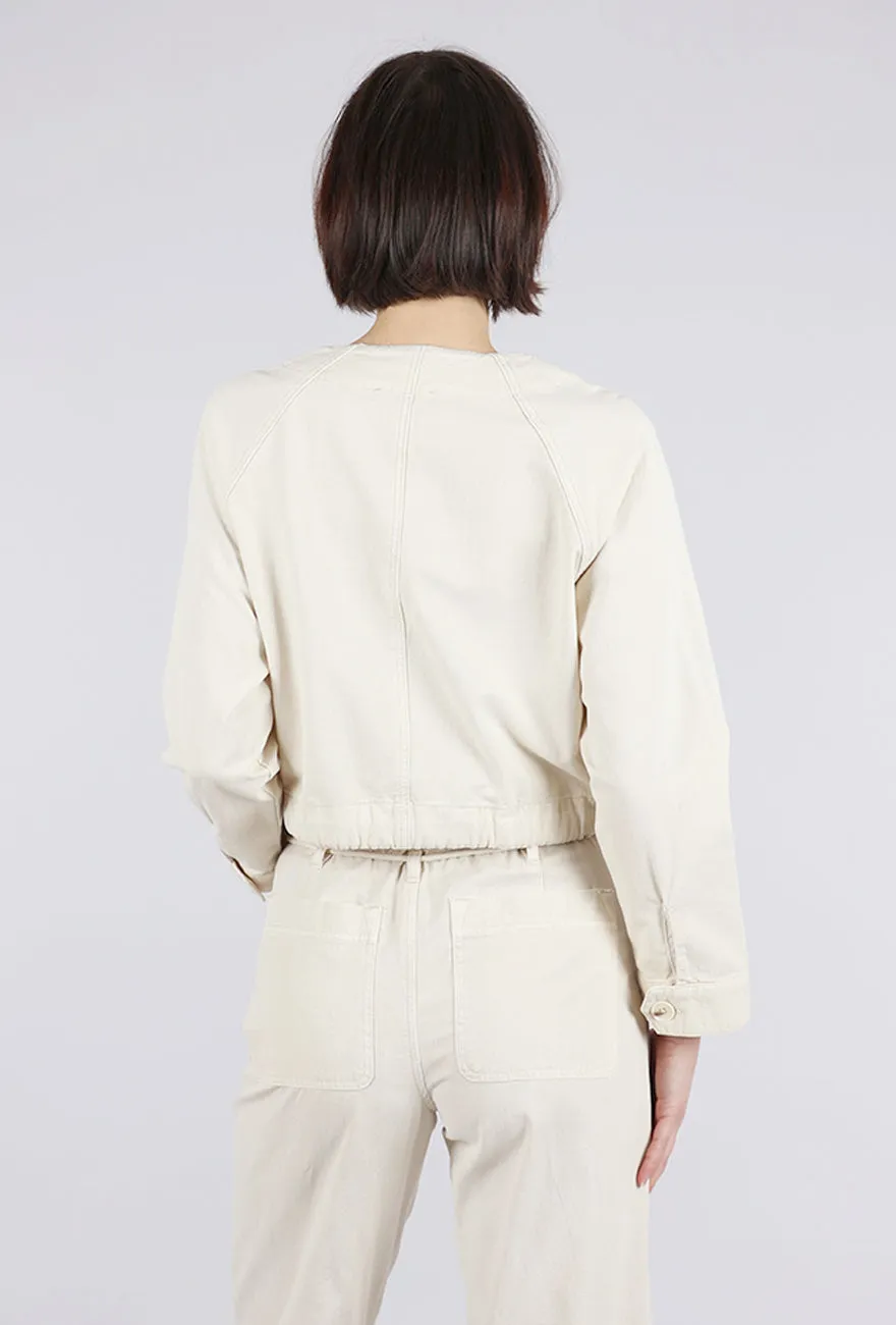 Cotton Canvas Drawstring-Waist Jacket, Oyster