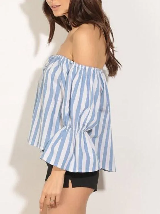 Custom Off The Shoulder Stripe Blouses