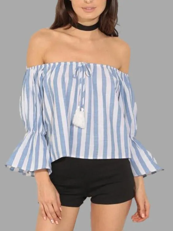 Custom Off The Shoulder Stripe Blouses