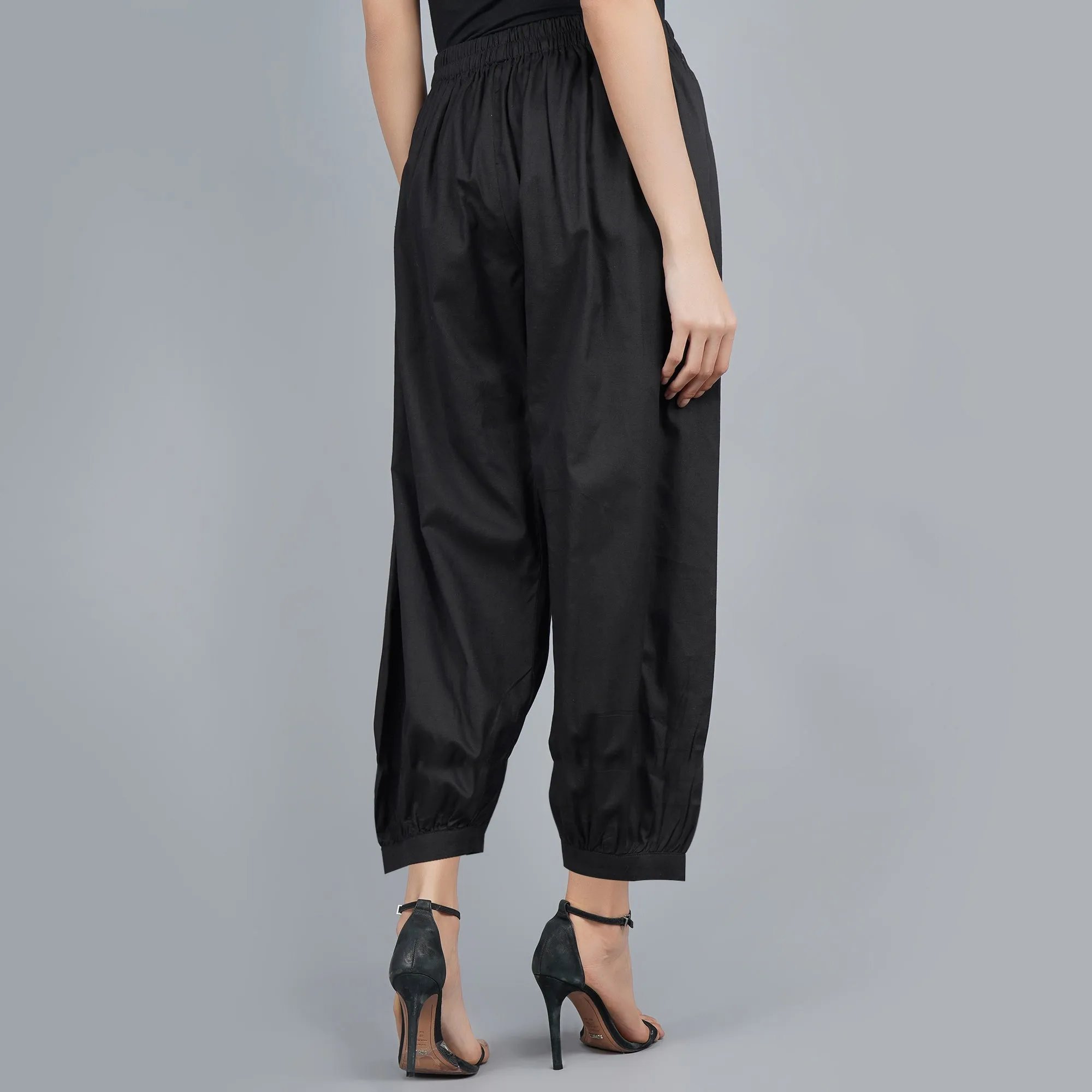 Darzaania Black Cotton Harem Pants