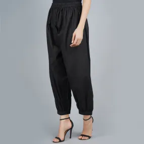 Darzaania Black Cotton Harem Pants