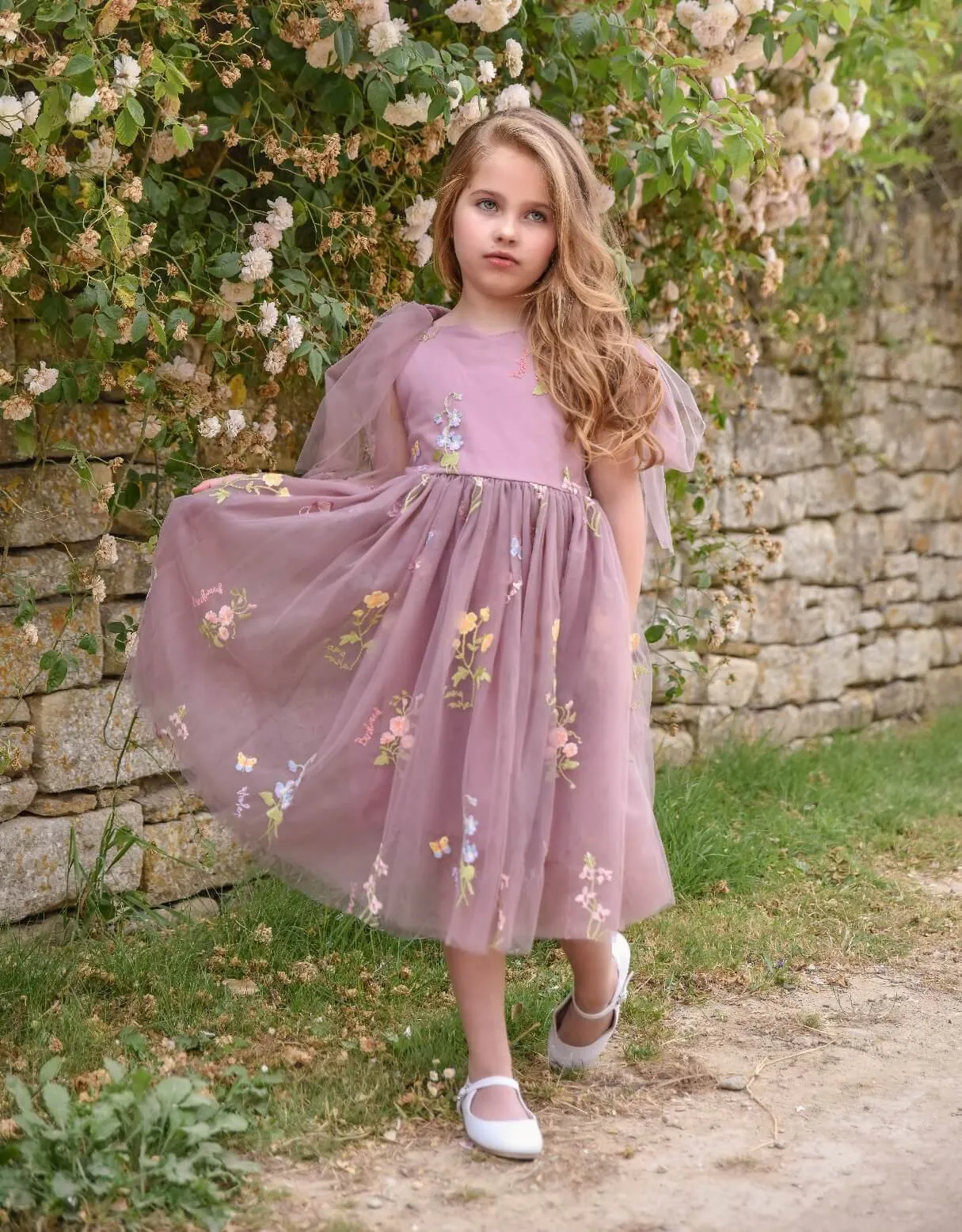 Enchanted Angel Dress - Embroidered Heather