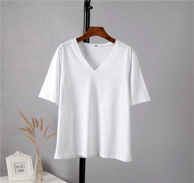 FashionSierra - Soft Short Sleeve V Neck Tees