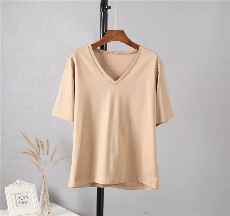 FashionSierra - Soft Short Sleeve V Neck Tees