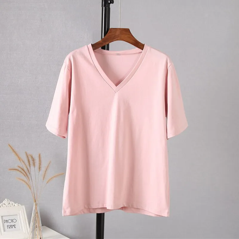 FashionSierra - Soft Short Sleeve V Neck Tees