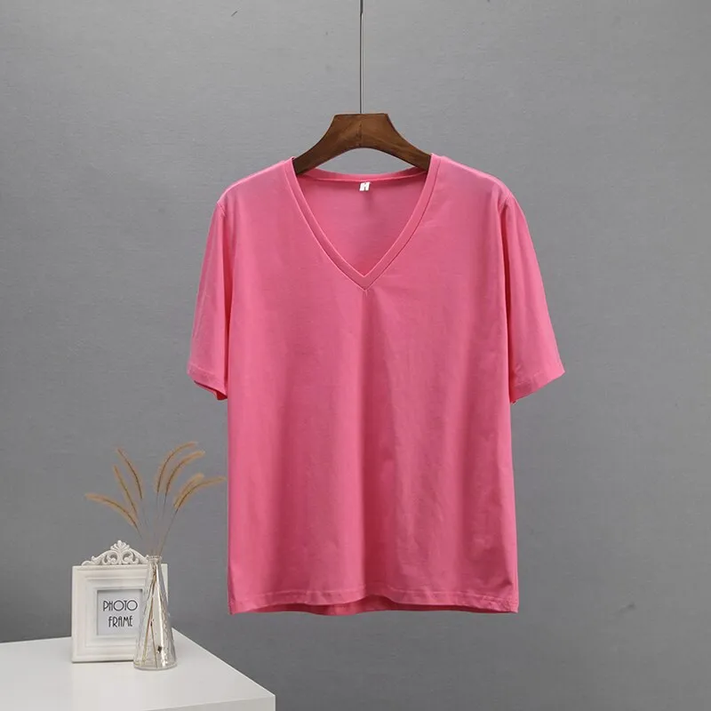 FashionSierra - Soft Short Sleeve V Neck Tees