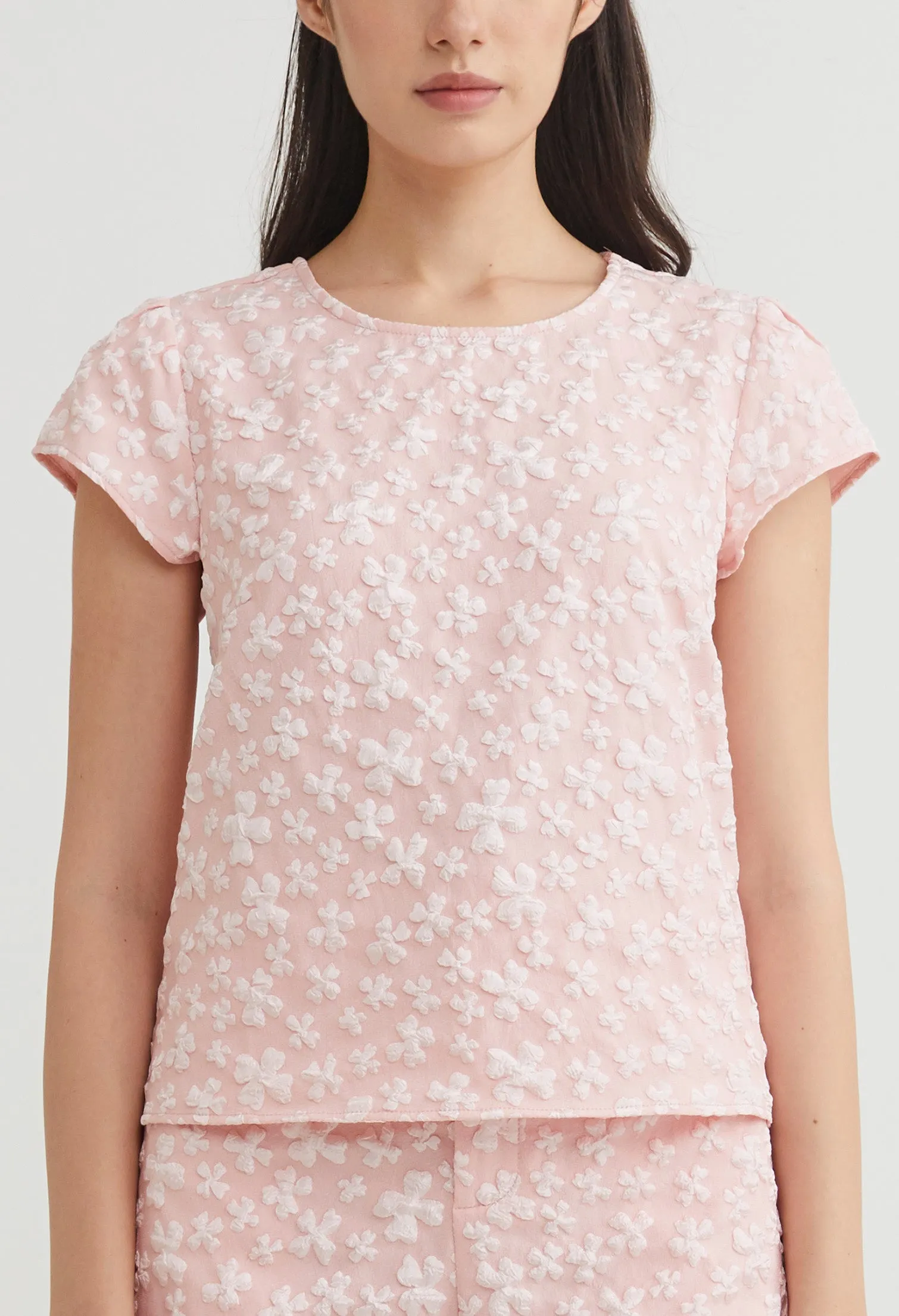 Floral Embossed Jacquared Top