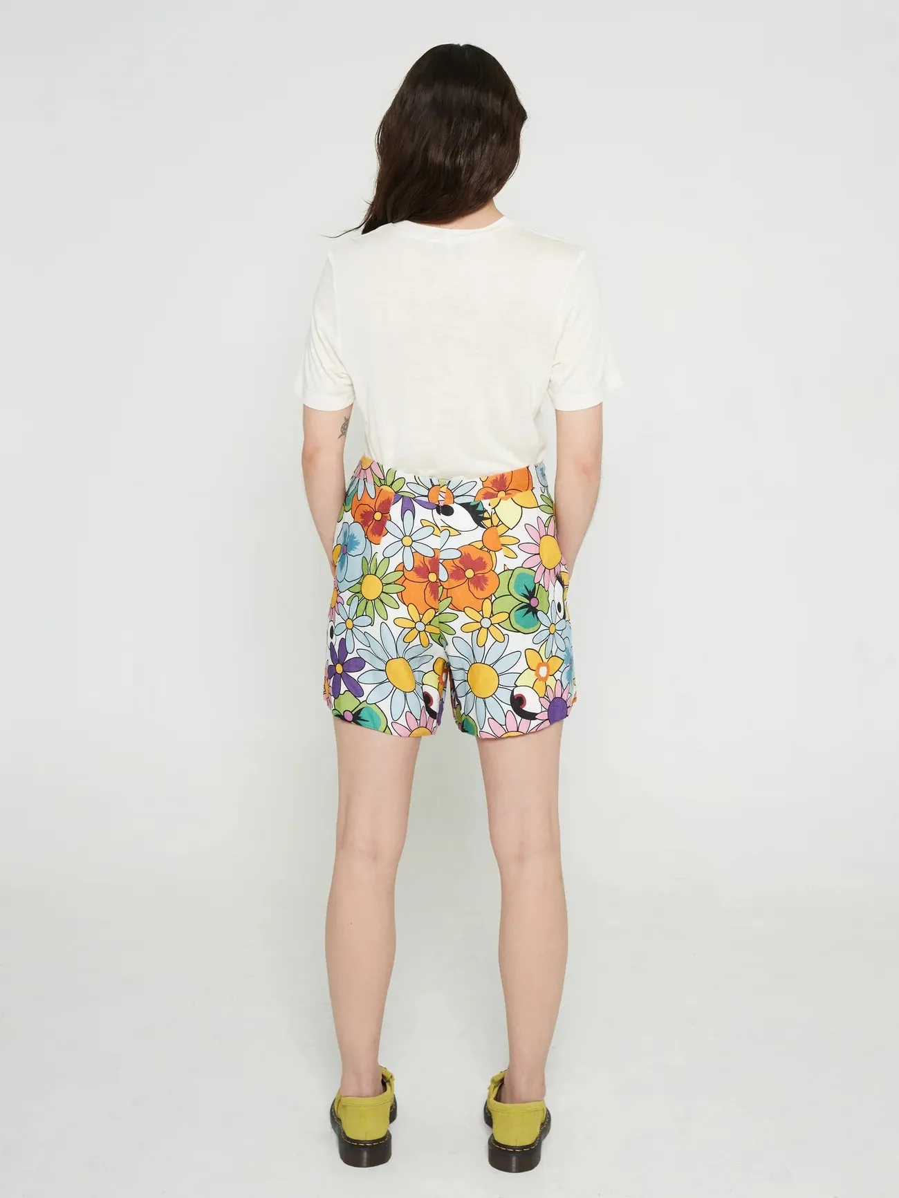 Floral Print Cotton Poplin Safari Shorts