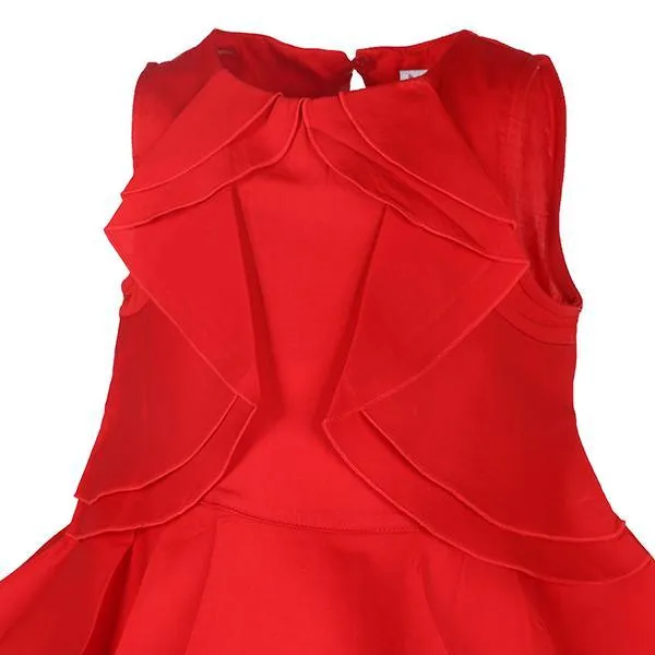 GIRLS RED SLEEVELESS RUFFLE BLOUSE