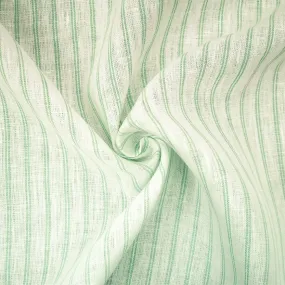 Green-White Spence Bryson Stripe Irish Linen Slub Woven Fabric