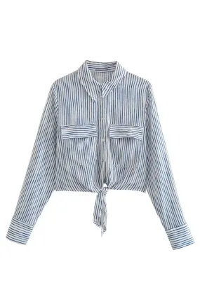 'Iris' Striped Knotted Shirt