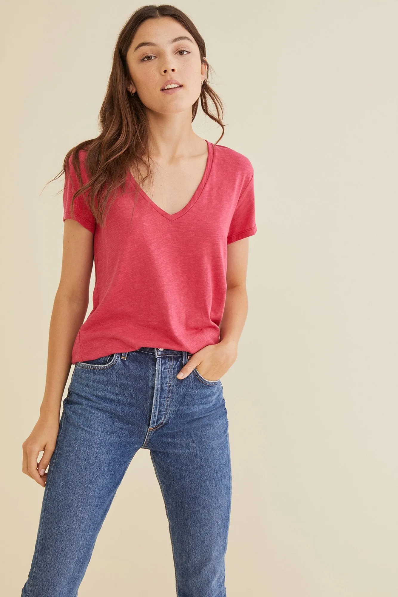 Joline V-Neck Slub Tee