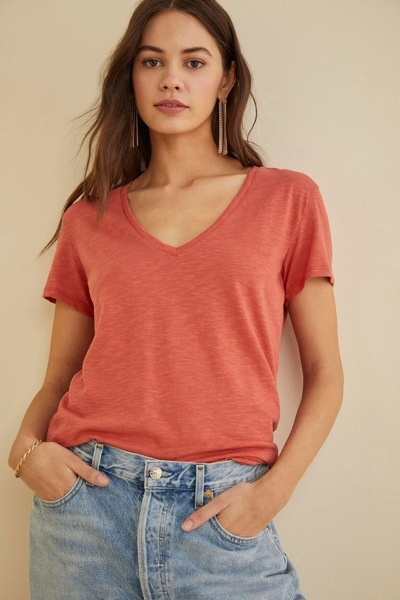 Joline V-Neck Slub Tee