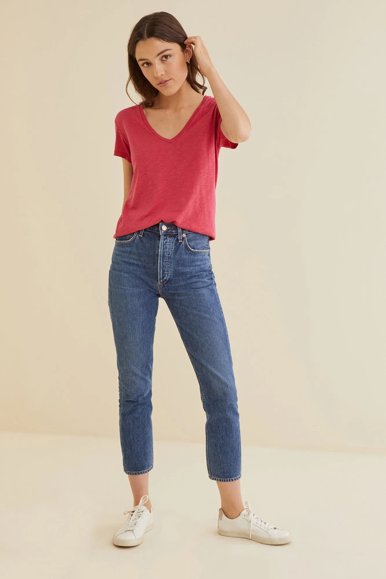 Joline V-Neck Slub Tee