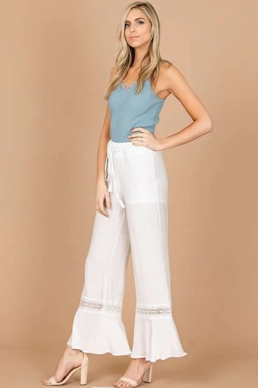 Laced Sheer Wide Leg Palazzo Pants