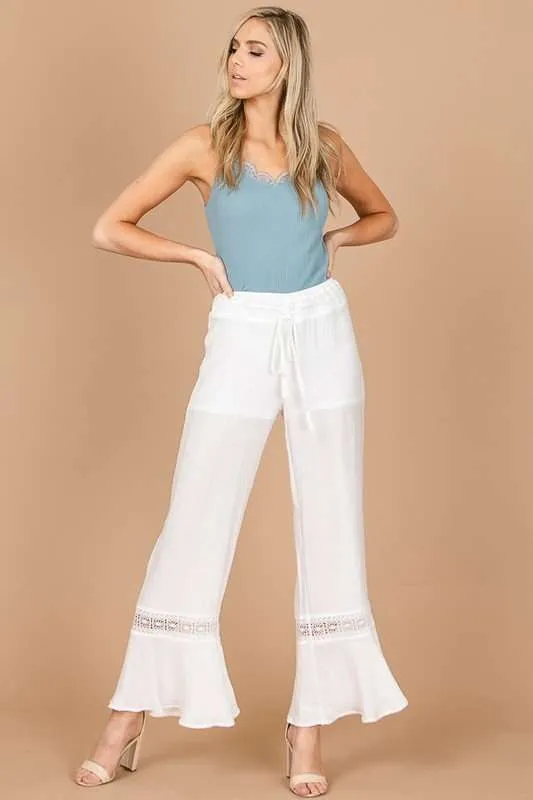 Laced Sheer Wide Leg Palazzo Pants