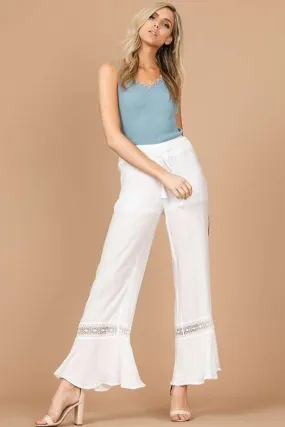 Laced Sheer Wide Leg Palazzo Pants